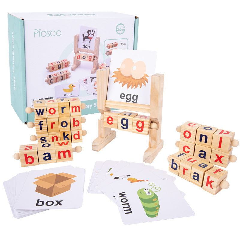 Wooden Rotating Alphabet Puzzle Reading Blocks